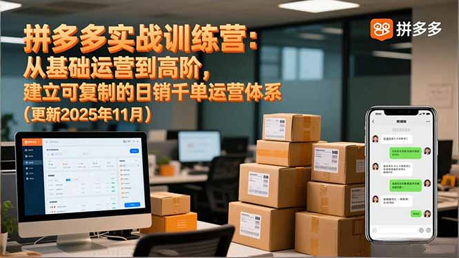拼多多实战训练营：从基础运营到高阶，建立可复制的日销千单运营体系（更新11月）-网创猫