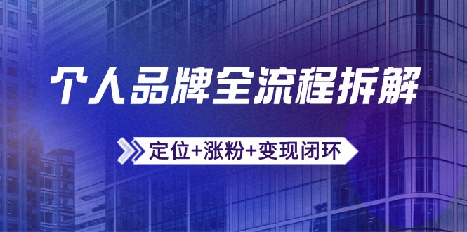 个人品牌全流程拆解：定位+涨粉+变现闭环，微信生态运营与资源整合-网创猫