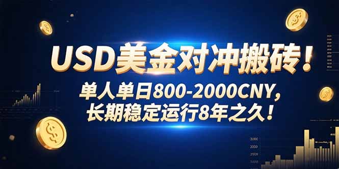 USD美金对冲搬砖!单人单日800-2000CNY，长期稳定运行8年之久!-网创猫