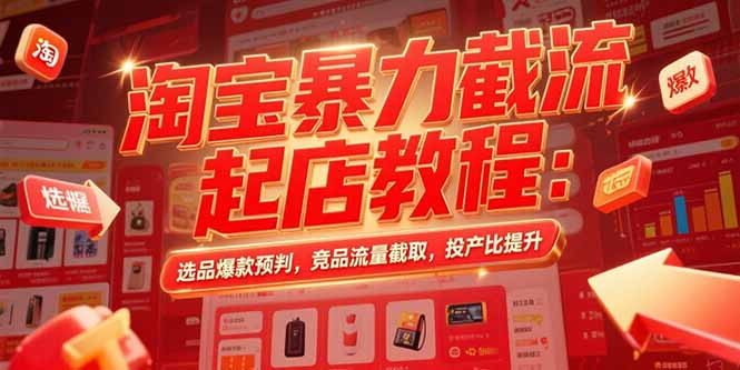 淘宝暴力截流起店教程：选品爆款预判，竞品流量截取，投产比提升-网创猫
