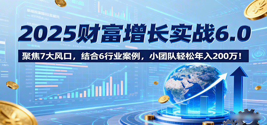 2025财富增长实战6.0，聚焦7大风口，结合6行业案例，小团队轻松年入200万！-网创猫