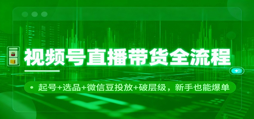 视频号直播带货全流程：起号+选品+微信豆投放+破层级，新手也能爆单-网创猫