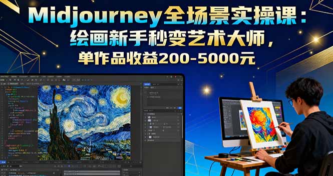 Midjourney全场景实操课：绘画新手秒变艺术大师，单作品收益200-5000元-网创猫