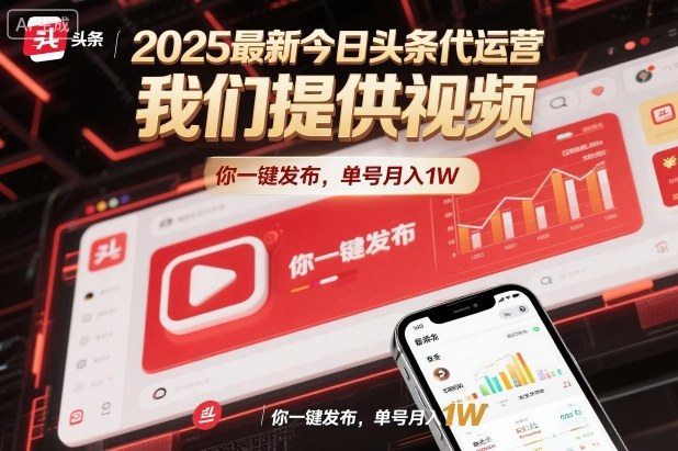 2025最新今日头条代运营，我们提供视频，你一键发布，单号月入1W-网创猫