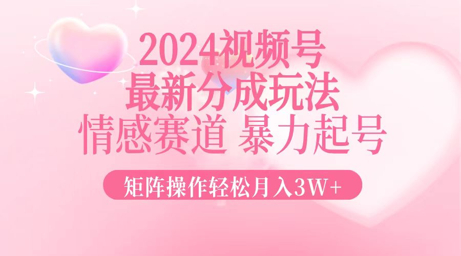 （12922期）2024最新视频号分成玩法，情感赛道，暴力起号，矩阵操作轻松月入3W+-网创猫
