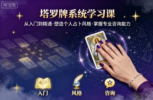 塔罗牌系统学习课，助你从入门到精通，塑造个人占卜风格，掌握专业咨询能力-网创猫