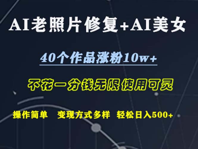 （12489期）AI老照片修复+AI美女玩发  40个作品涨粉10w+  不花一分钱使用可灵  操…-网创猫