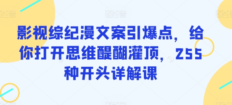 影视综纪漫文案引爆点，给你打开思维醍醐灌顶，255种开头详解课-网创猫