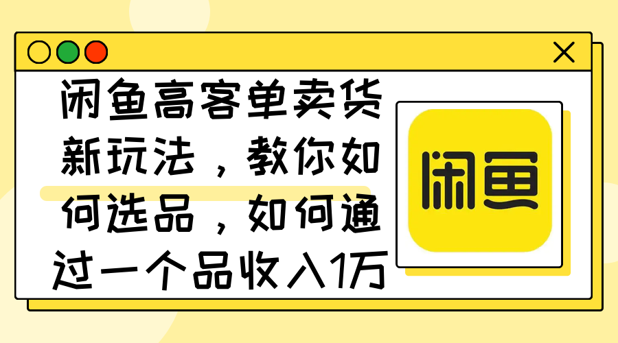 （12387期）闲鱼高客单卖货新玩法，教你如何选品，如何通过一个品收入1万+-网创猫