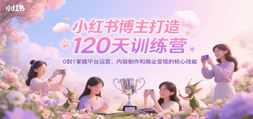 小红书博主打造120天训练营，0到1掌握平台运营、内容制作和商业变现-网创猫