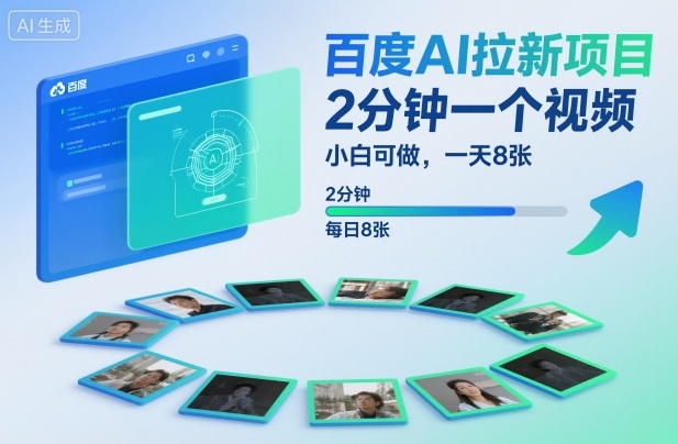百度AI拉新项目，2分钟一个视频，小白可做，一天8张【附案例+保姆级教程】-网创猫