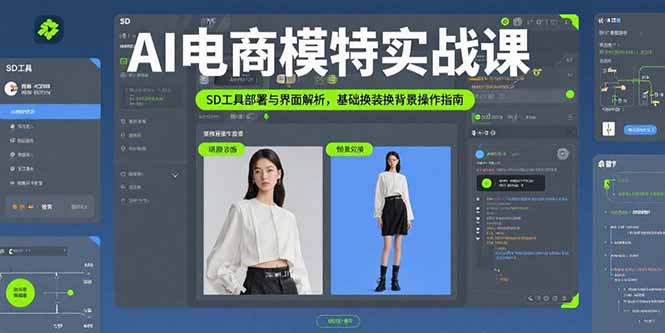 AI电商模特实战课，SD工具部署与界面解析，基础换装换背景操作指南-网创猫