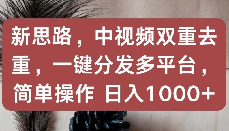 新思路，中视频双重去重，一键分发多平台，简单操作，日入1000+-网创猫