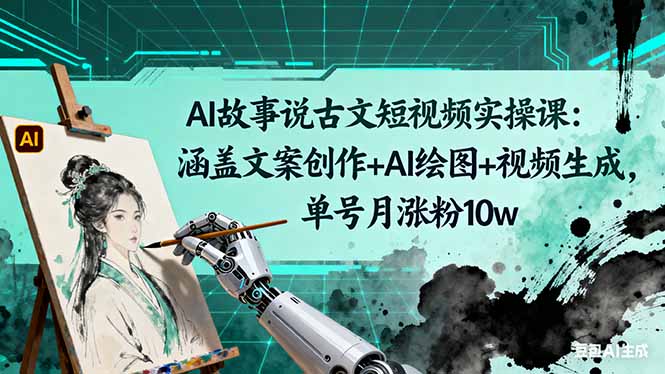 AI故事说古文短视频实操课:涵盖文案创作+AI绘图+视频生成,单号月涨粉10w-网创猫