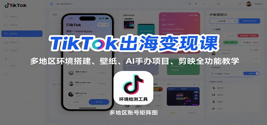 TikTok出海变现课：多地区环境搭建、壁纸、AI 手办项目、剪映全功能教学-网创猫