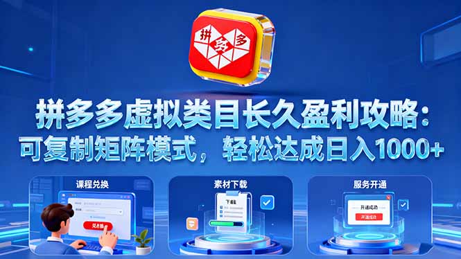 拼多多虚拟类目长久盈利攻略：可复制矩阵模式，轻松达成日入 1000+-网创猫