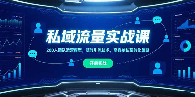 私域流量实战课，200人团队运营模型，矩阵引流技术，高客单私聊转化策略-网创猫