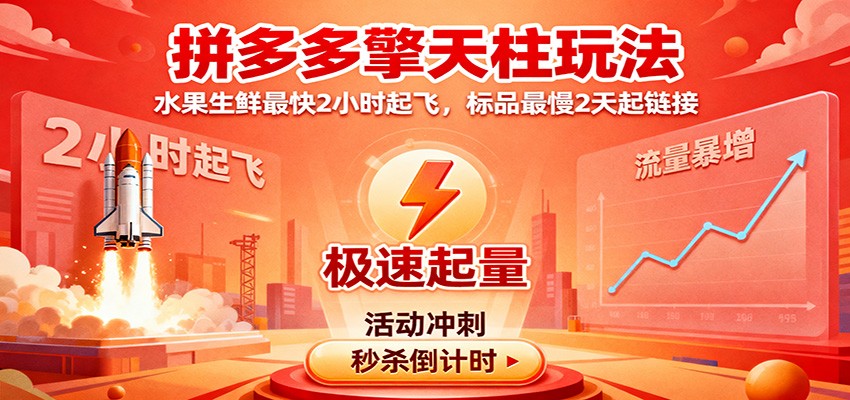 拼多多擎天柱玩法，水果生鲜最快2小时起飞，标品最慢2天起链接-网创猫