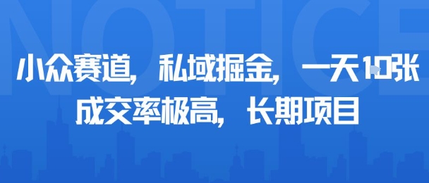 小众赛道，私域掘金，一天多张，成交率极高，长期项目-网创猫