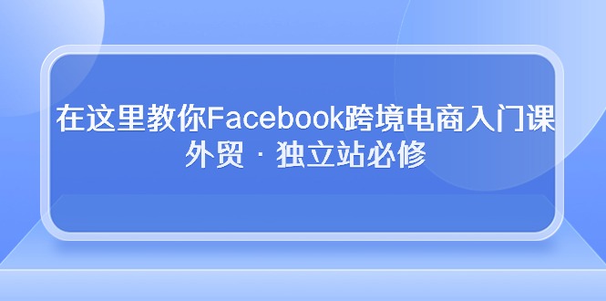 在这里教你Facebook跨境电商入门课，外贸·独立站必修（19节课）-网创猫