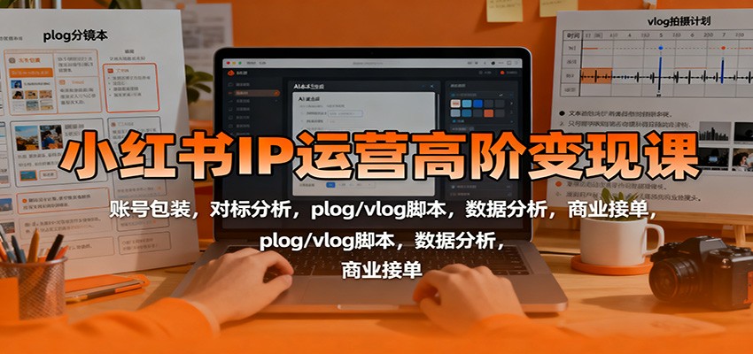 小红书IP运营高阶变现课：账号包装，对标分析，plog/vlog脚本，数据分析，商业接单-网创猫