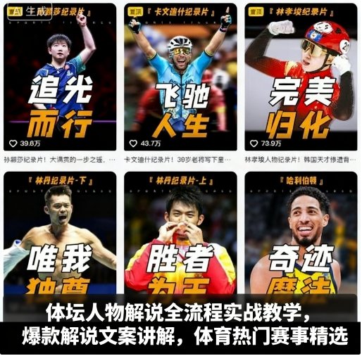 体坛人物解说全流程实战教学，爆款解说文案讲解，体育热门赛事精选-网创猫