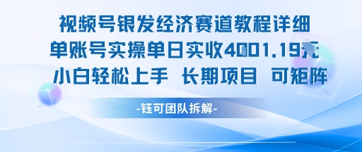 视频号银发经济赛道单账号实操单日实收1k+，小白轻松上手长期项目-网创猫