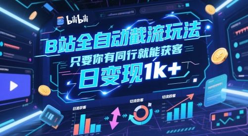 B站全自动截流玩法只要你有同行就能获客，日变现1k+-网创猫