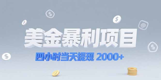 美金暴利项目，四小时当天提现 2000+机会留给会选赛道的人-网创猫