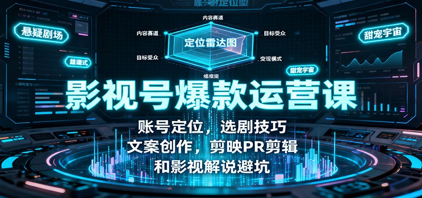 影视号爆款运营课：账号定位，选剧技巧，文案创作，剪映PR剪辑和影视解说避坑-网创猫