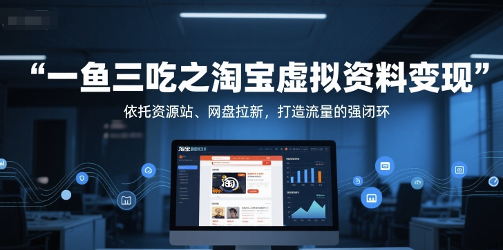 一鱼三吃之淘宝虚拟资料变现，依托资源站、网盘拉新，打造流量的强闭环-网创猫