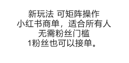 可矩阵操作，小红书商单新玩法，适合所有人，无需粉丝门槛，1粉丝也可以接单-网创猫