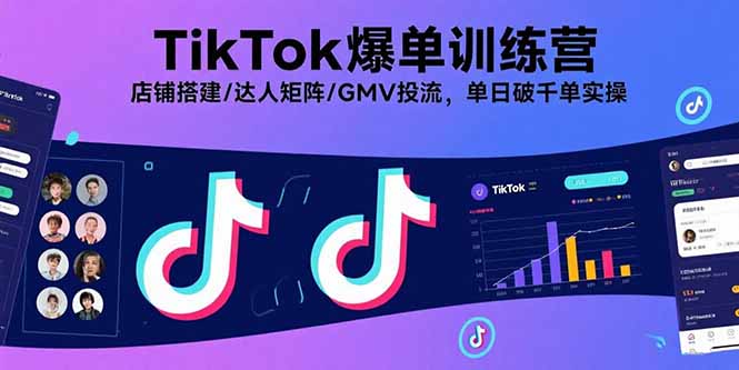 TikTok爆单训练营，店铺搭建/达人矩阵/GMV投流，单日破千单实操-网创猫