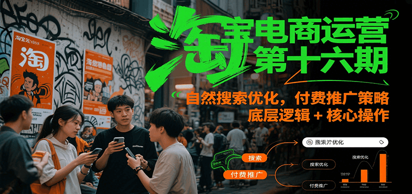 淘宝电商运营第十六期，自然搜索优化，付费推广策略，底层逻辑+核心操作-网创猫