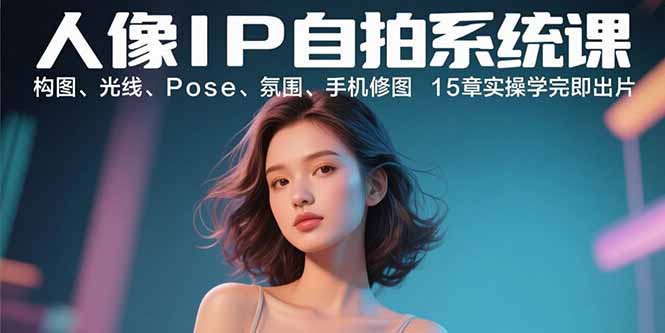 人像IP自拍系统课：构图、光线、Pose、氛围、手机修图 15章实操学完即出片-网创猫