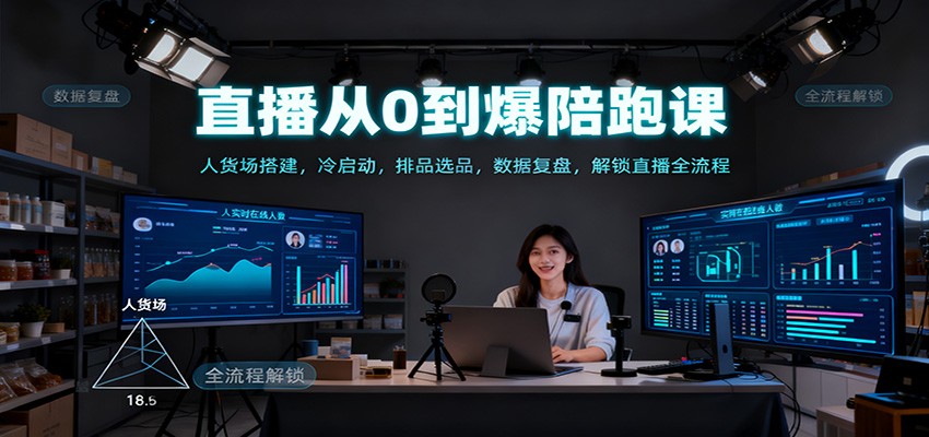 直播从0到爆陪跑课：人货场搭建，冷启动，排品选品，数据复盘，解锁直播全流程-网创猫