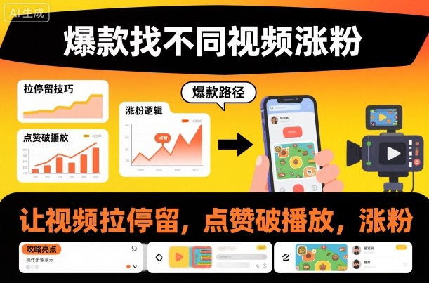 爆款找不同视频涨粉，让视频拉停留，实现点赞，破播放，涨粉-网创猫