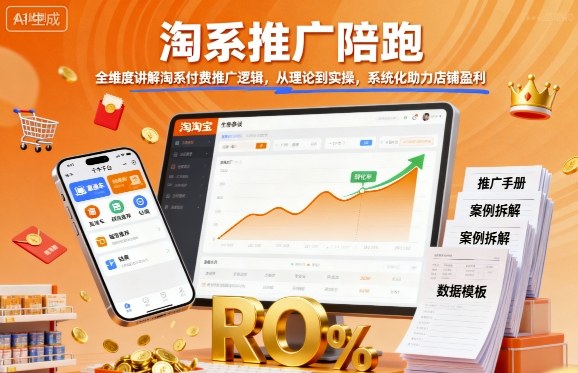淘系推广陪跑，全维度讲解淘系付费推广逻辑，从理论到实操，系统化助力店铺盈利-网创猫