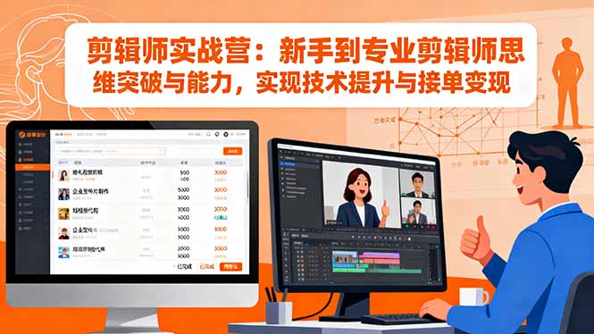 剪辑师实战营：新手到专业剪辑师思维突破与能力，实现技术提升与接单变现-网创猫