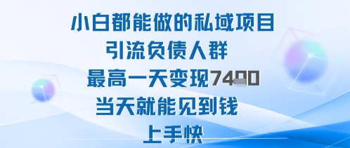 2025年小白都能做的私域项目引流负债人群最高一天变现1k+高变现难度低当天就能见到钱上手快-网创猫