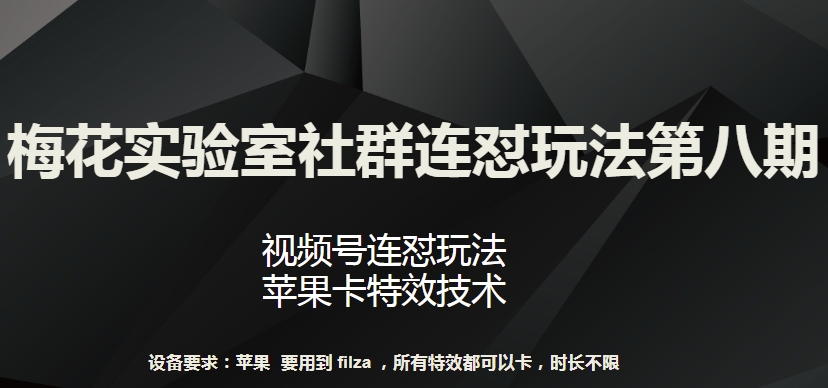 梅花实验室社群连怼玩法第八期，视频号连怼玩法 苹果卡特效技术-网创猫