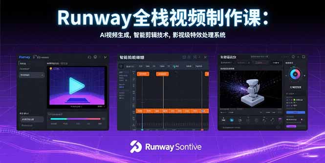 Runway全栈视频制作课：AI视频生成，智能剪辑技术，影视级特效处理系统-网创猫