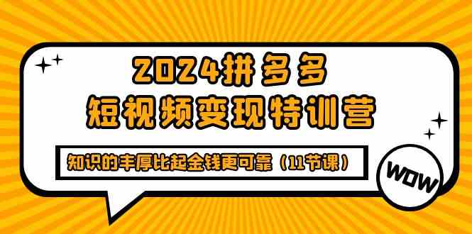 2024拼多多短视频变现特训营，知识的丰厚比起金钱更可靠（11节课）-网创猫