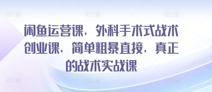 闲鱼运营课，外科手术式战术创业课，简单粗暴直接，真正的战术实战课-网创猫