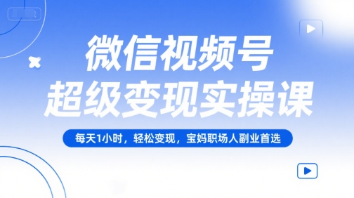 微信视频号超级变现实操课，每天1小时，轻松变现，宝妈职场人副业首选-网创猫
