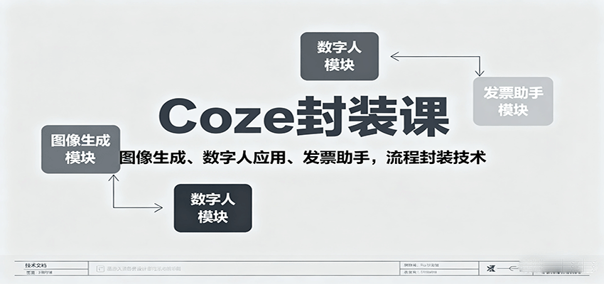 Coze封装课，图像生成、数字人应用、发票助手，流程封装技术-网创猫