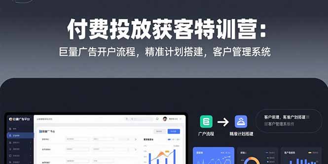 付费投放获客特训营：巨量广告开户流程，精准计划搭建，客户管理系统-网创猫