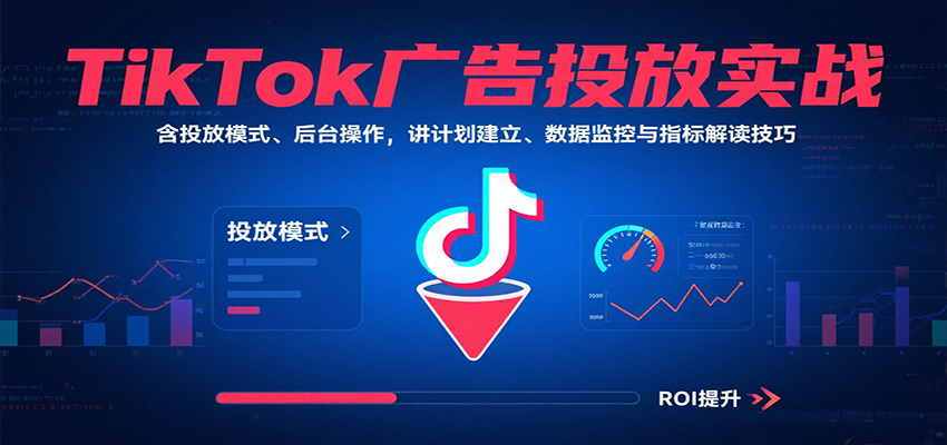 TikTok广告投放实战，含投放模式、后台操作，讲计划建立、数据监控与指标解读技巧-网创猫