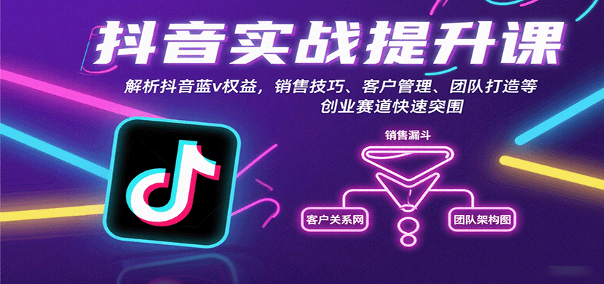 抖音实战提升课：解析抖音蓝v权益，销售技巧、客户管理、团队打造等创业赛道快速突围-网创猫