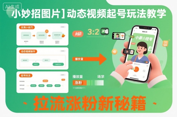 小妙招图片＋动态视频起号玩法教学，拉流涨粉新秘籍-网创猫
